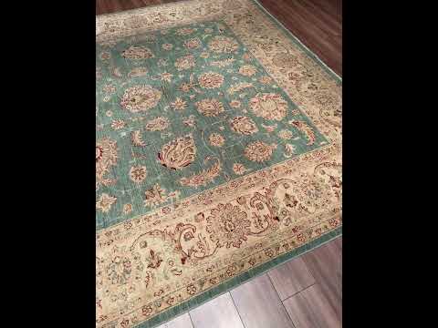 Uşak Orijinal El Dokuması Turkuaz Kök Boya Yün Halı 274x373 10.22 Metrekare - 10x14 ft