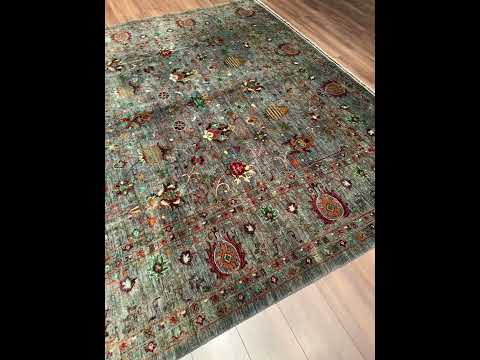 Sultani One Thousand and One Nights Original Hand-Woven Gray Root-Dyed Wool Rug 275x370 10.18 Square Meters - 9x13 ft
