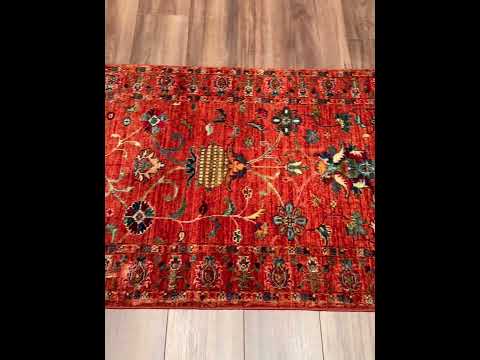 Sultani Binbirgece Yolluk Orijinal El Dokuması Turuncu Kök Boya Yün Halı 0.82x243 1.99 Metrekare - 3x8 ft