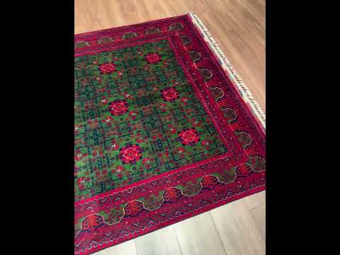 Afgan Halısı Yeşil Hamyap Orijinal El Dokuması Kök Boya Yün 163x234 3.81 Metrekare - 5x7 ft