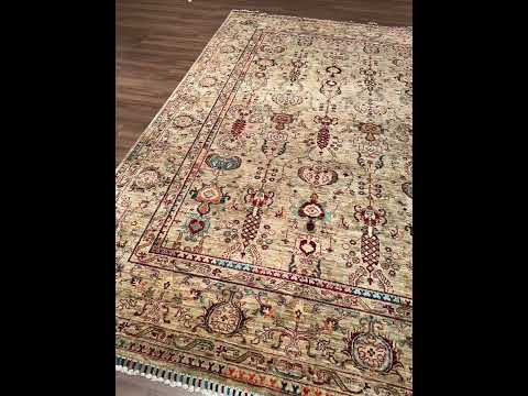 Sultani Binbirgece Orijinal El Dokuması Bej Kök Boya Yün Halı 211x300 6.33 Metrekare - 7x10 ft