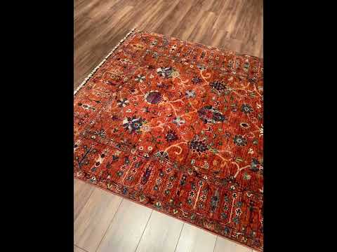 Sultani Binbirgece Orijinal El Dokuması Turuncu Kök Boya Yün Halı 171x240 4.10 Metrekare - 5x8 ft
