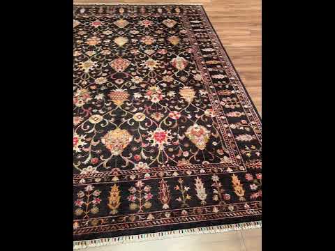 Sultani Binbirgece Orijinal El Dokuması Siyah Kök Boya Yün Halı 244x309 7.54 Metrekare - 8x10 ft