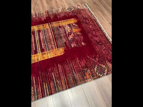 Khorjin Orijinal El Dokuması Kırmızı Kök Boya Yün Halı 169x249 4.21 Metrekare - 5x7 ft