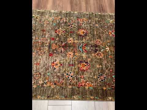 سجاد سلطاني ألف ليلة وليلة أصلي منسوج يدويًا صوف مصبوغ طبيعي بيج 106x152 1.61 متر مربع - 3x5 قدم