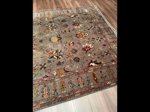 Sultani Binbirgece Orijinal El Dokuması Gri Kök Boya Yün Halı 211x313 6.60 Metrekare - 7x10 ft