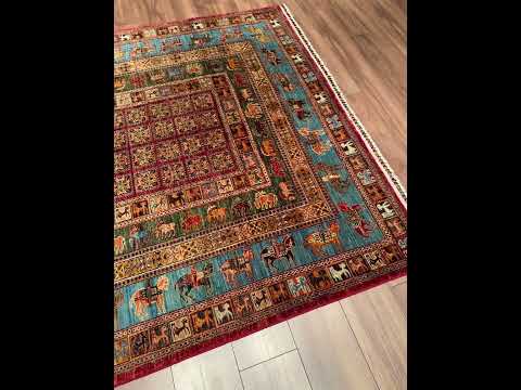 Pazyryk Original Hand-Woven Multi Vegetable Dye Wool Rug 175x240 4.20 Square Meters - 5x8 ft