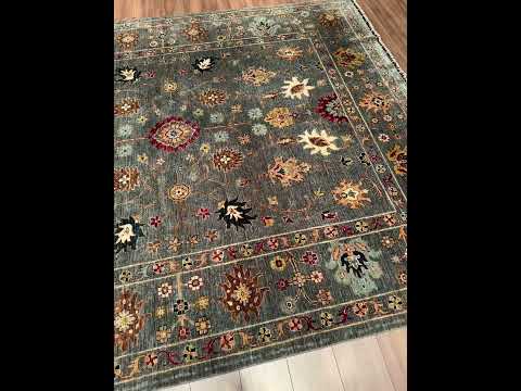 Sultani Binbirgece Orijinal El Dokuması Gri Kök Boya Yün Halı 255x318 8.11 Metrekare - 9x12 ft