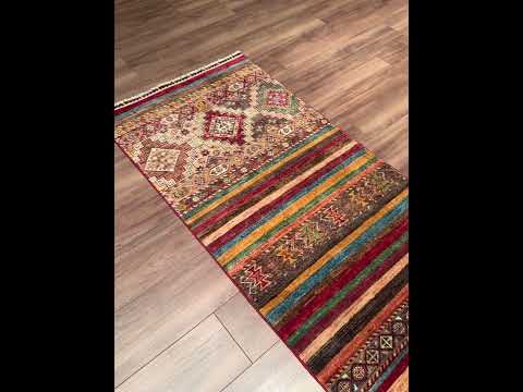 Khorjin Orijinal El Dokuması Yolluk Multi Kök Boya Yün Halı 0.81x385 3.12 Metrekare - 3x12 ft
