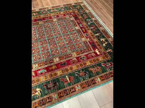 Pazırık Orijinal El Dokuması Multi Kök Boya Yün Halı 206x306 6.30 Metrekare - 7x10 ft