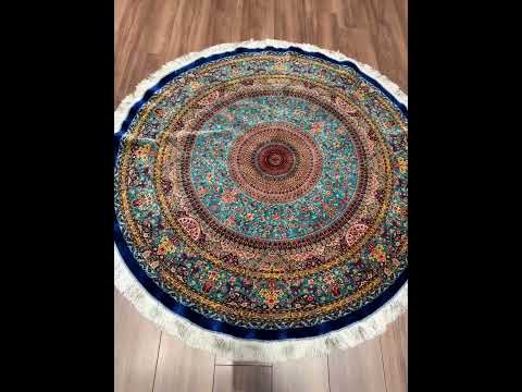 İran Kubbe Turkuaz Modal İpeği Halı 150x150 2.25 Metrekare - 5x5 ft