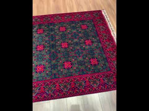 Afgan Halısı Yeşil Hamyap Orijinal El Dokuması Kök Boya Yün 147x196 2.88 Metrekare - 5x6 ft