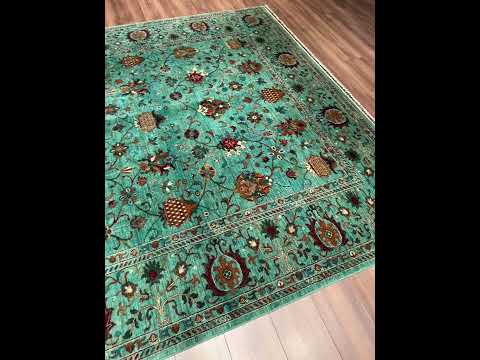 Sultani Binbirgece Orijinal El Dokuması Turkuaz Kök Boya Yün Halı 248x328 8.13 Metrekare - 8x11 ft