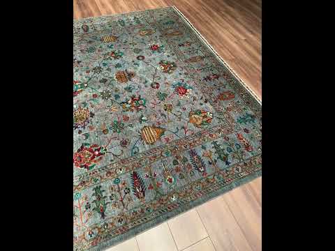 Sultani Binbirgece Orijinal El Dokuması Gri Kök Boya Yün Halı 257x309 7.94 Metrekare - 8x10 ft