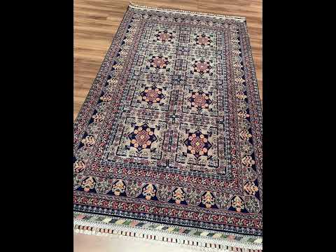 Afgan Halısı Hamyap Orijinal El Dokuması Gri Kök Boya Yün 119x192 2.28 Metrekare - 4x6 ft