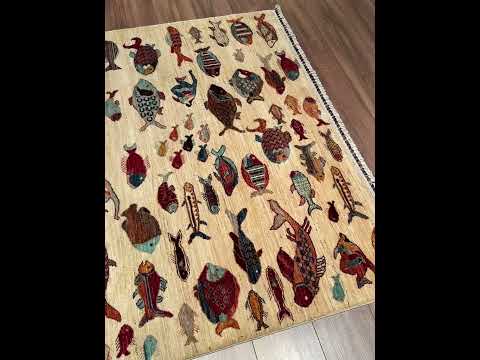 Balik Original Hand-Woven Cream Root-Dyed Wool Rug 150x207 3.11 Square Meters - 5x7 ft
