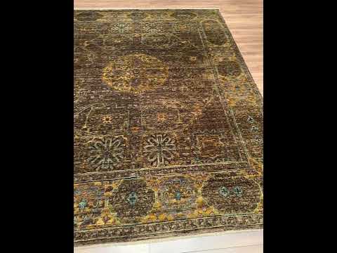Selçuklu Orijinal El Dokuması Kahverengi Kök Boya Yün Halı 244x296 7.22 Metrekare - 7x10 ft