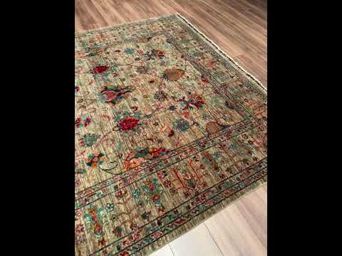 Sultani One Thousand and One Nights Original Hand-Woven Beige Natural Dye Wool Rug 201x308 6.19 Square Meters - 7x10 ft